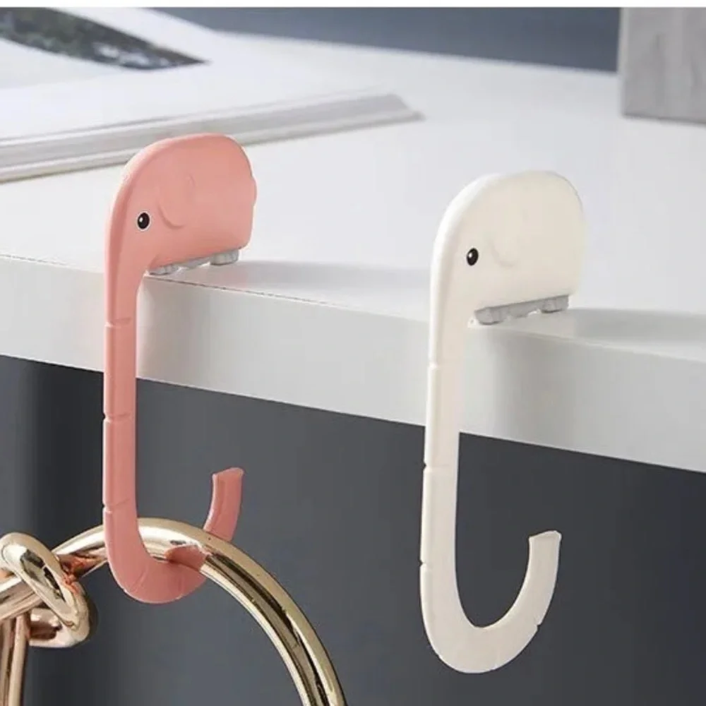 Elephant Shape Bag Hook Handbag Holder Hanger Table Hooks White New